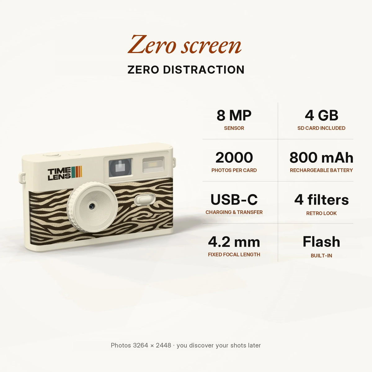 Fotocamera TimeLens® Cream Zebra